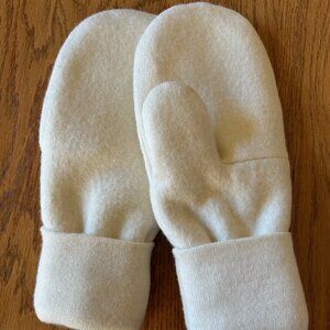 Cream Color Felted Wool Mittens from 100% Merino Wool Repurposed Sweater
